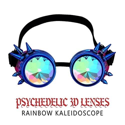 Lelinta Kaleidoscope Spiked Goggles with Adjustable Straps | Blue-Purple Spike thumbnail 4