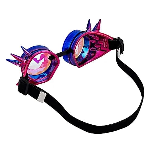 Lelinta Kaleidoscope Spiked Goggles with Adjustable Straps | Blue-Purple Spike thumbnail 7