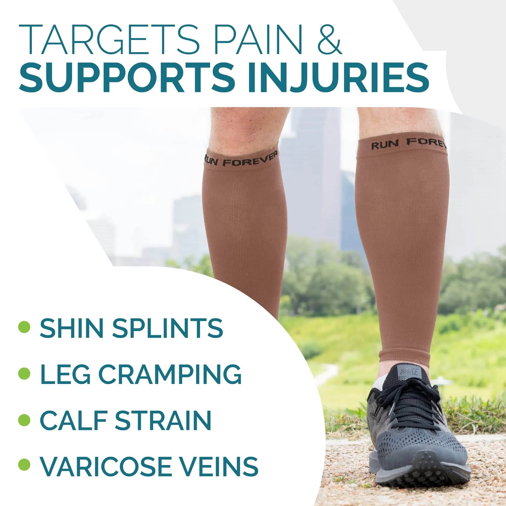 Run Forever Calf Compression Sleeve XL Beige | 20-30mmHg Graduated Support for Shin Splints & Cramps - view 4