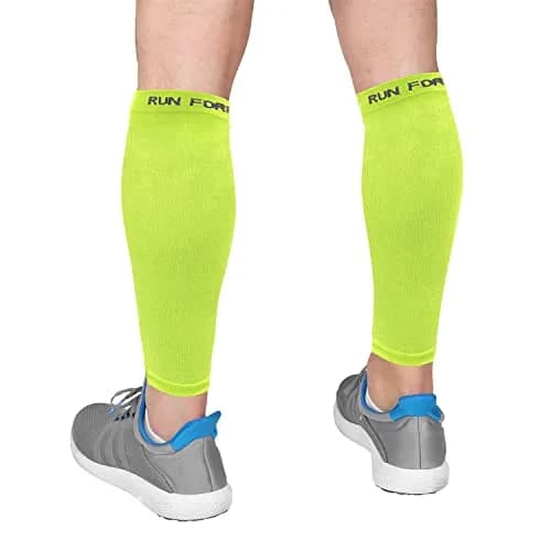 Run Forever Calf Compression Sleeve Large Yellow | 20-30mmHg Graduated Compression for Pain Relief & Recovery thumbnail 1