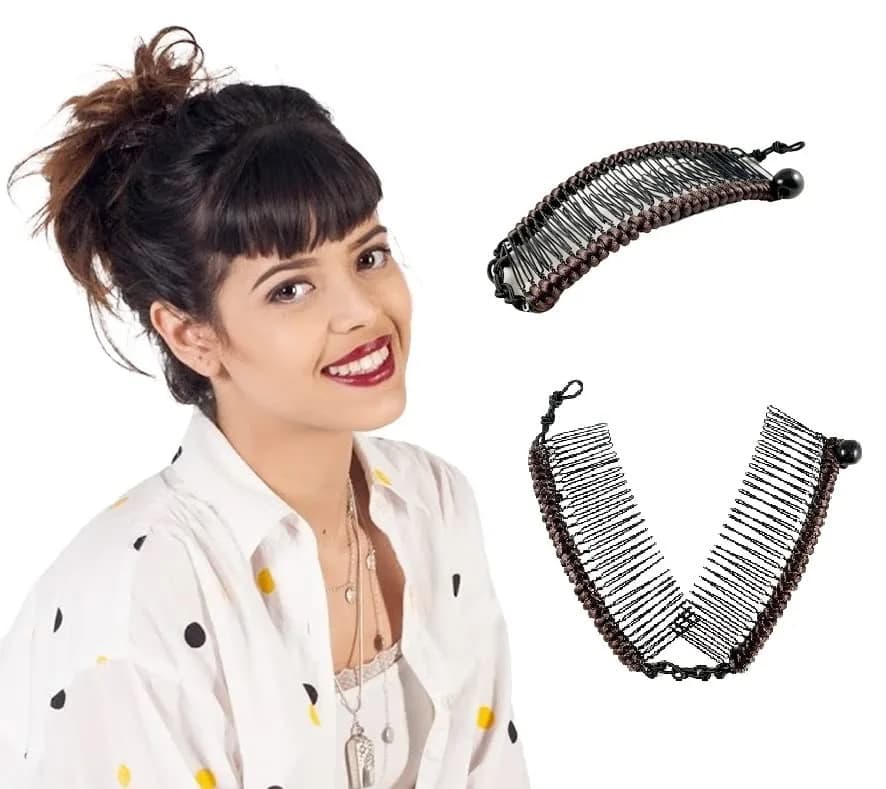HairZing Clip | Stretchy Banana Clips for Women - Snug & Comfortable Hair Holder for Thick, Thin and Curly Styles - All Day Hold (Medium, Brown) thumbnail 2