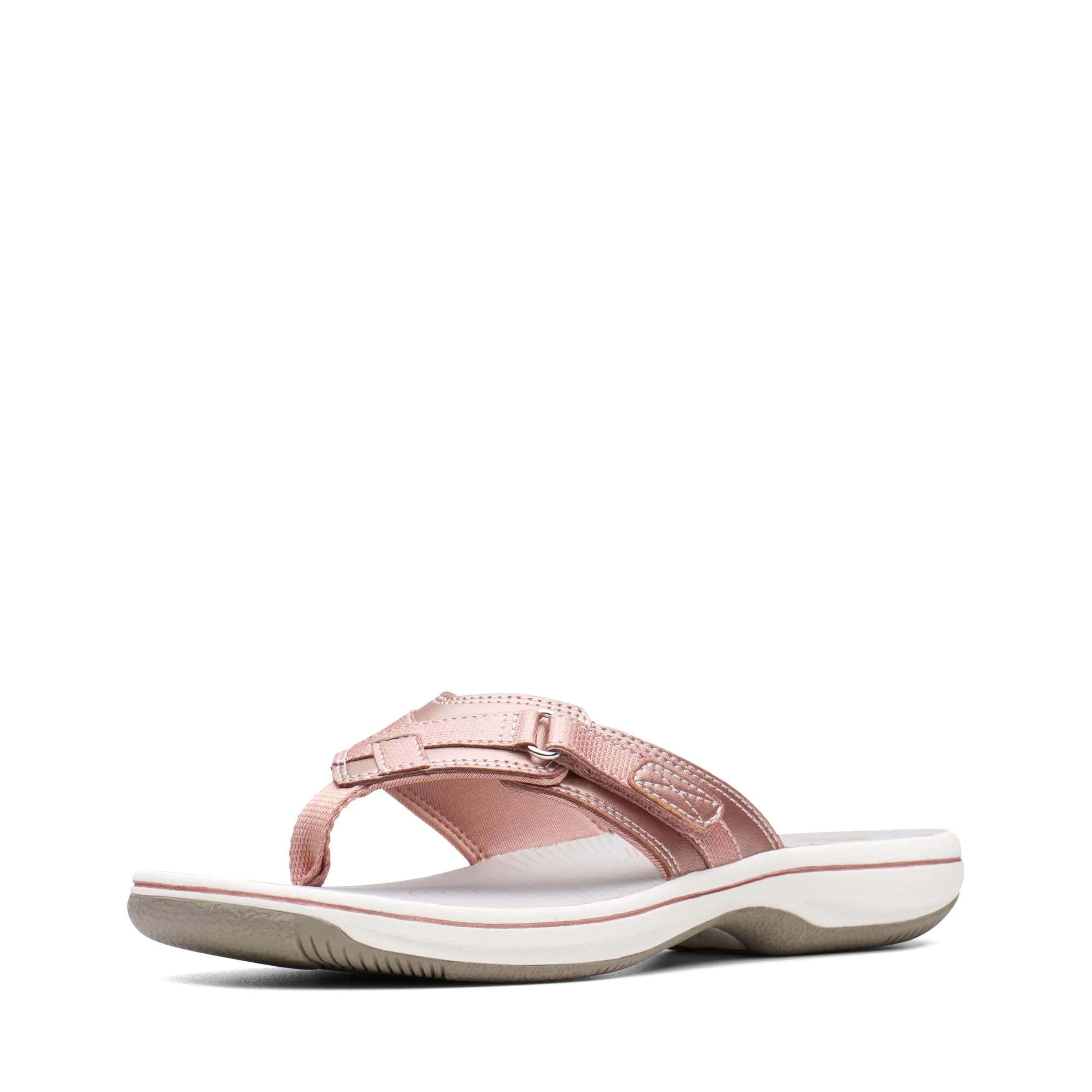 Clarks Breeze Sea Flip-Flop 11 | Rose Gold Synthetic, Casual Comfort, Heel 30mm