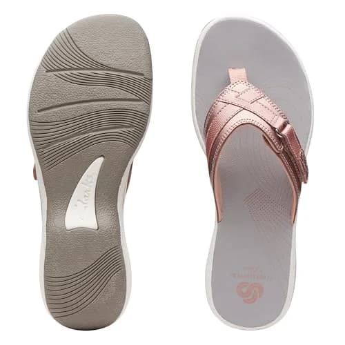 Clarks Breeze Sea Flip-Flop 11 | Rose Gold Synthetic, Casual Comfort, Heel 30mm thumbnail 9