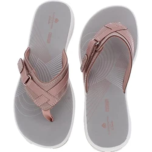 Clarks Breeze Sea Flip-Flop 11 | Rose Gold Synthetic, Casual Comfort, Heel 30mm thumbnail 2