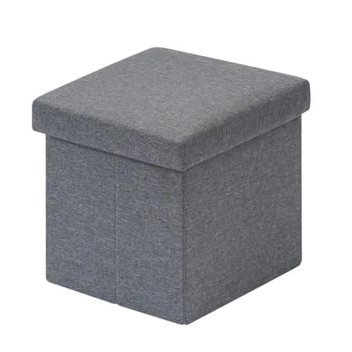 B FSOBEIIALEO Storage Ottoman Cube, 11.8" Linen Grey | Small Foldable Footstool & Storage thumbnail 1