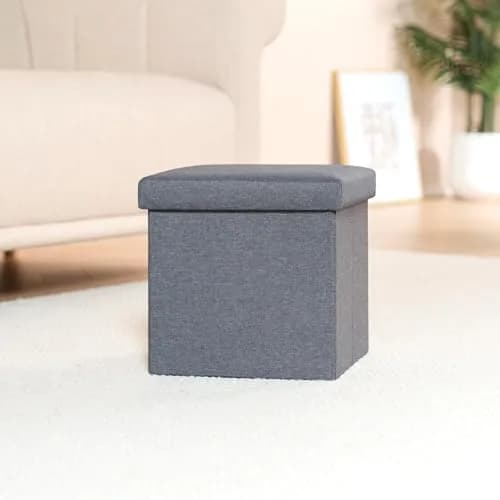 B FSOBEIIALEO Storage Ottoman Cube, 11.8" Linen Grey | Small Foldable Footstool & Storage thumbnail 6