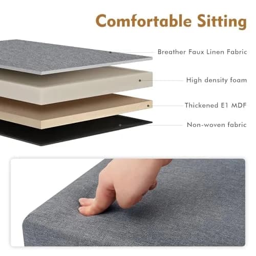 B FSOBEIIALEO Storage Ottoman Cube, 11.8" Linen Grey | Small Foldable Footstool & Storage thumbnail 8