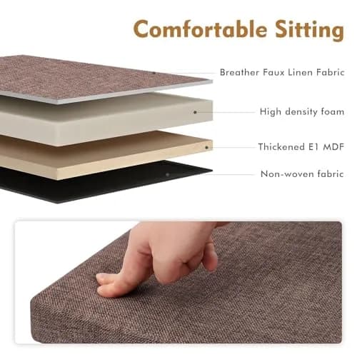 B FSOBEIIALEO Storage Ottoman Cube, 11.8" Linen Small Ottoman, Brown | Space-Saving, Durable & Foldable thumbnail 7