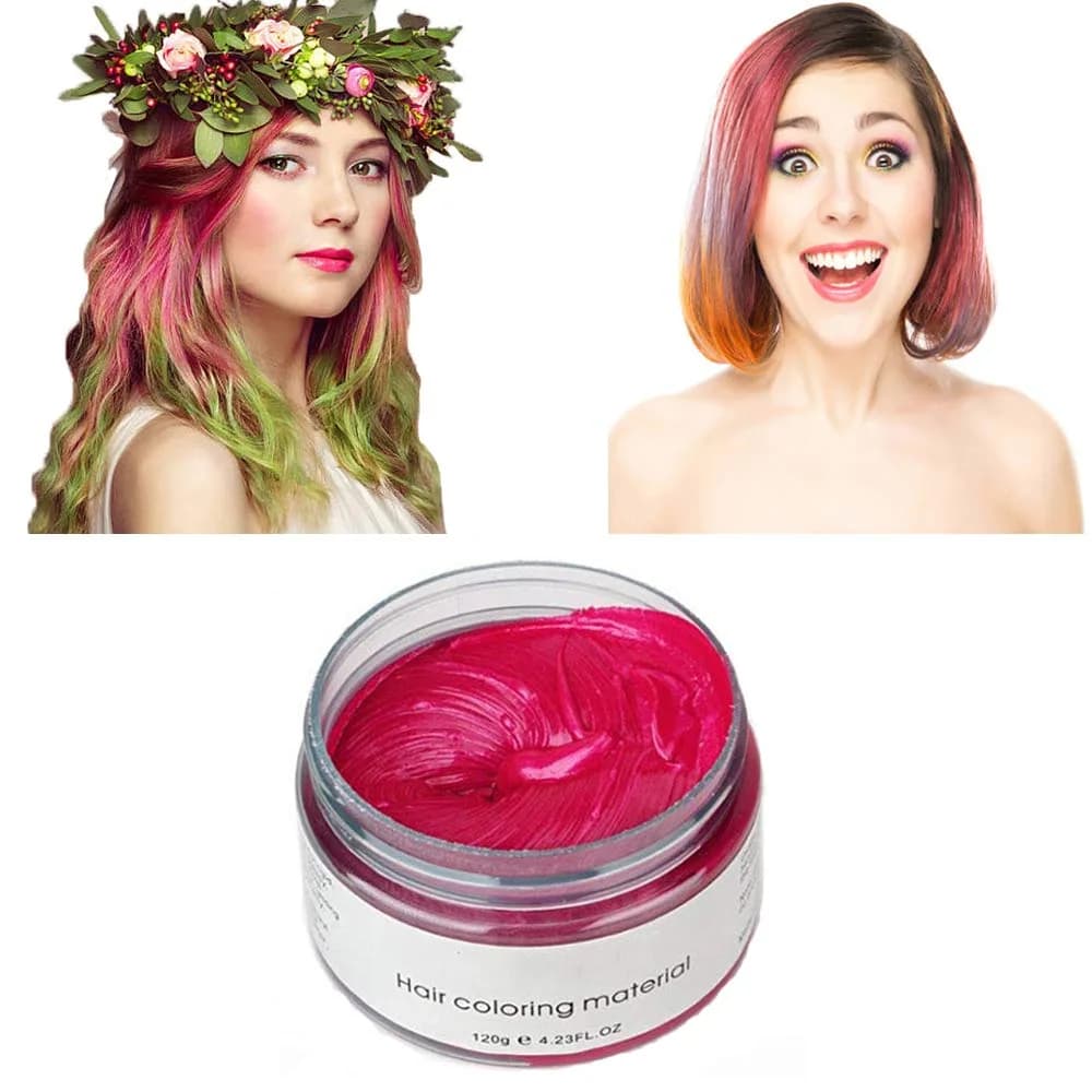 SWAKER Pink Red Hair Color Wax 120g (4.23 oz) | Temporary Styling Cream for Parties & Events - view 6