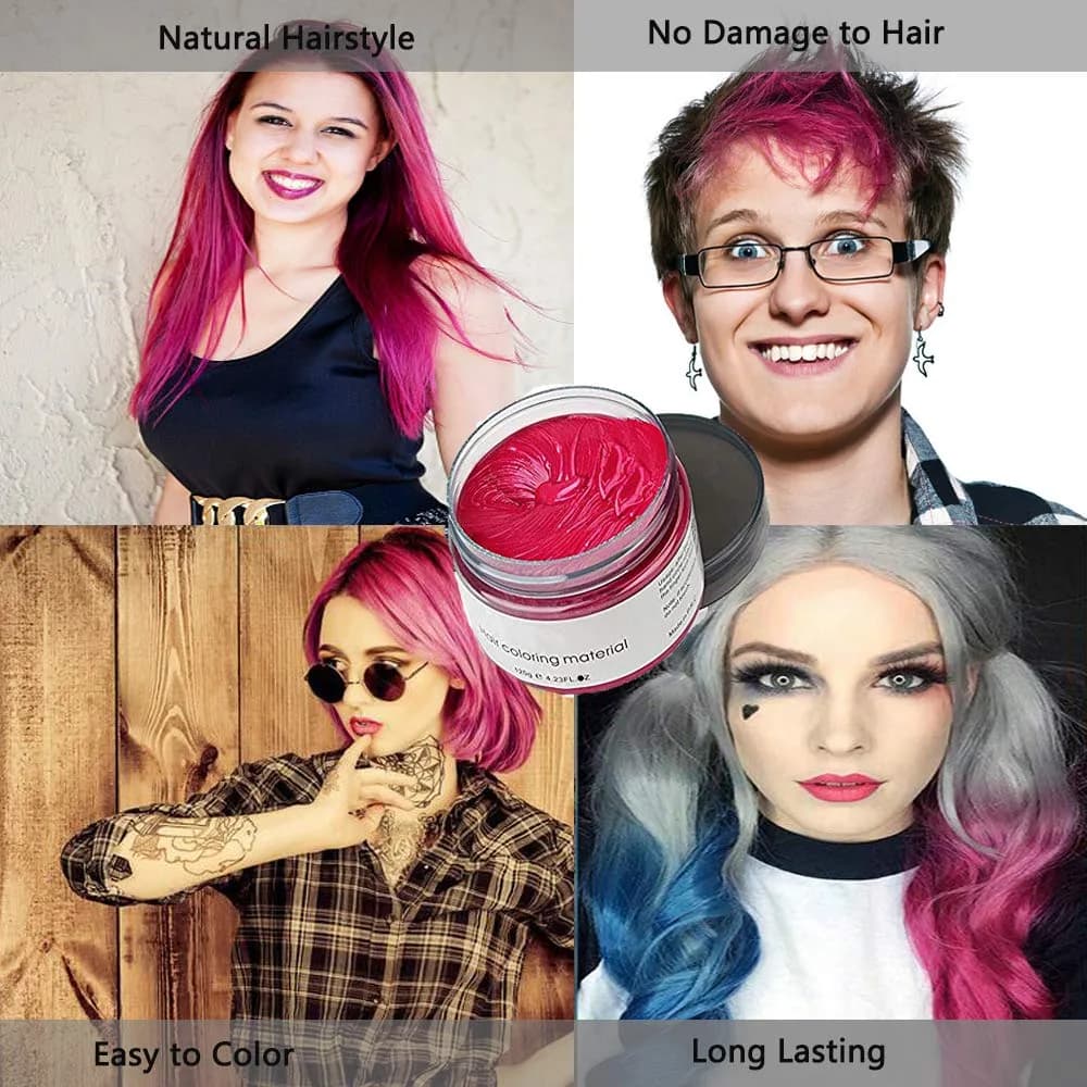 SWAKER Pink Red Hair Color Wax 120g (4.23 oz) | Temporary Styling Cream for Parties & Events - view 7