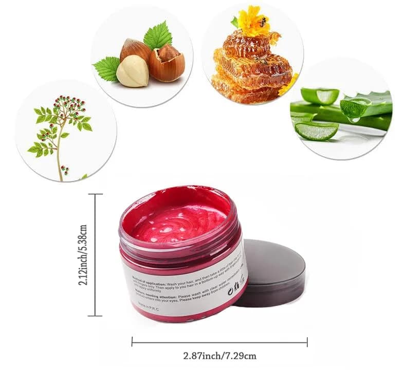 SWAKER Pink Red Hair Color Wax 120g (4.23 oz) | Temporary Styling Cream for Parties & Events - view 2