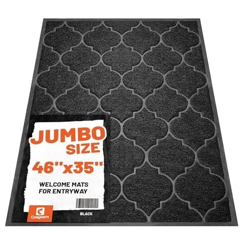 Cosyearn Door Mat, 46x35, Black | Waterproof, Non-Slip Indoor Outdoor Entryway Doormat thumbnail 1