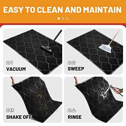 Cosyearn Door Mat, 46x35, Black | Waterproof, Non-Slip Indoor Outdoor Entryway Doormat thumbnail 6