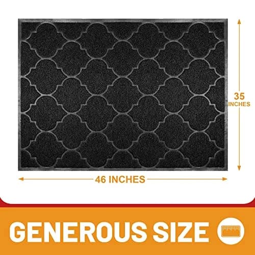 Cosyearn Door Mat, 46x35, Black | Waterproof, Non-Slip Indoor Outdoor Entryway Doormat thumbnail 3