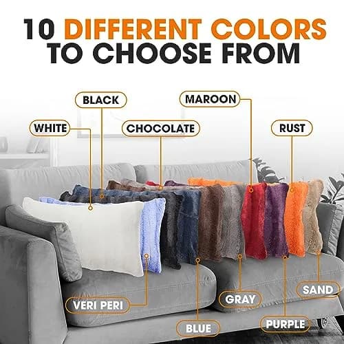 Cheer Collection Faux Fur Throw Pillows - 12" x 20" | White Accent Decor (70-120 chars) thumbnail 8