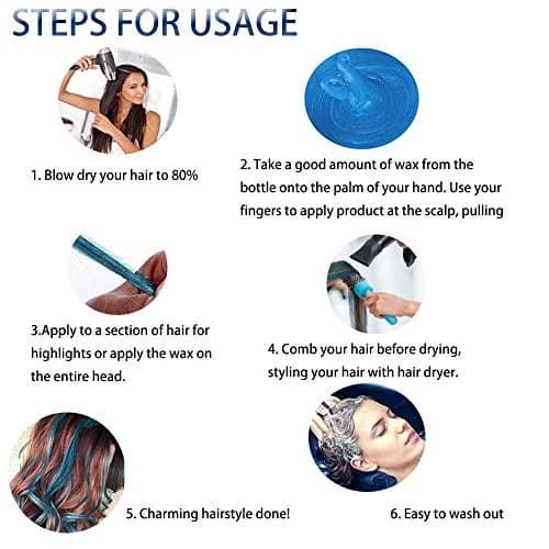 SWAKER Blue Hair Color Wax 130ml - Temporary Vibrant Styling Cream for Men & Women thumbnail 4
