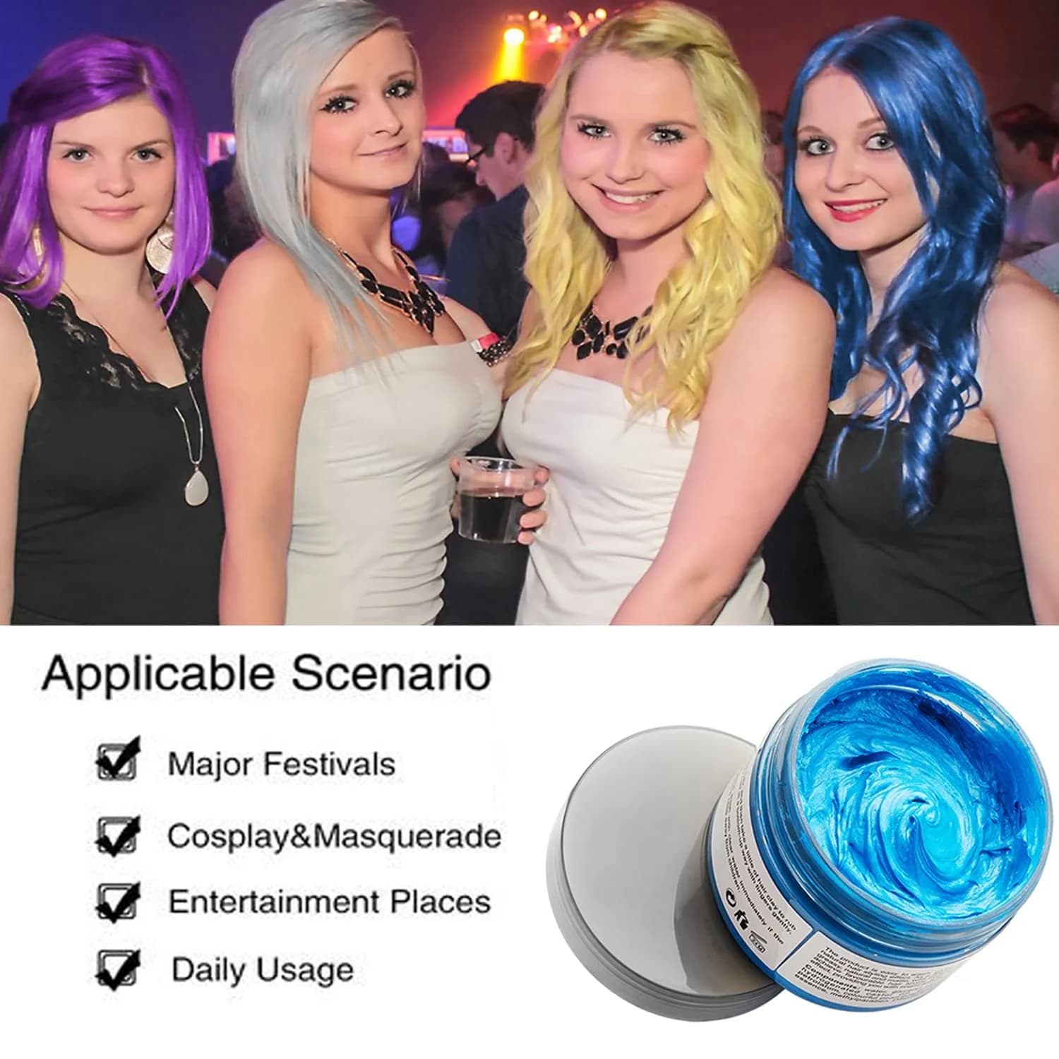 SWAKER Black Hair Color Wax 130ml (4.23 oz) | Temporary Styling Cream for Vibrant Color - view 3