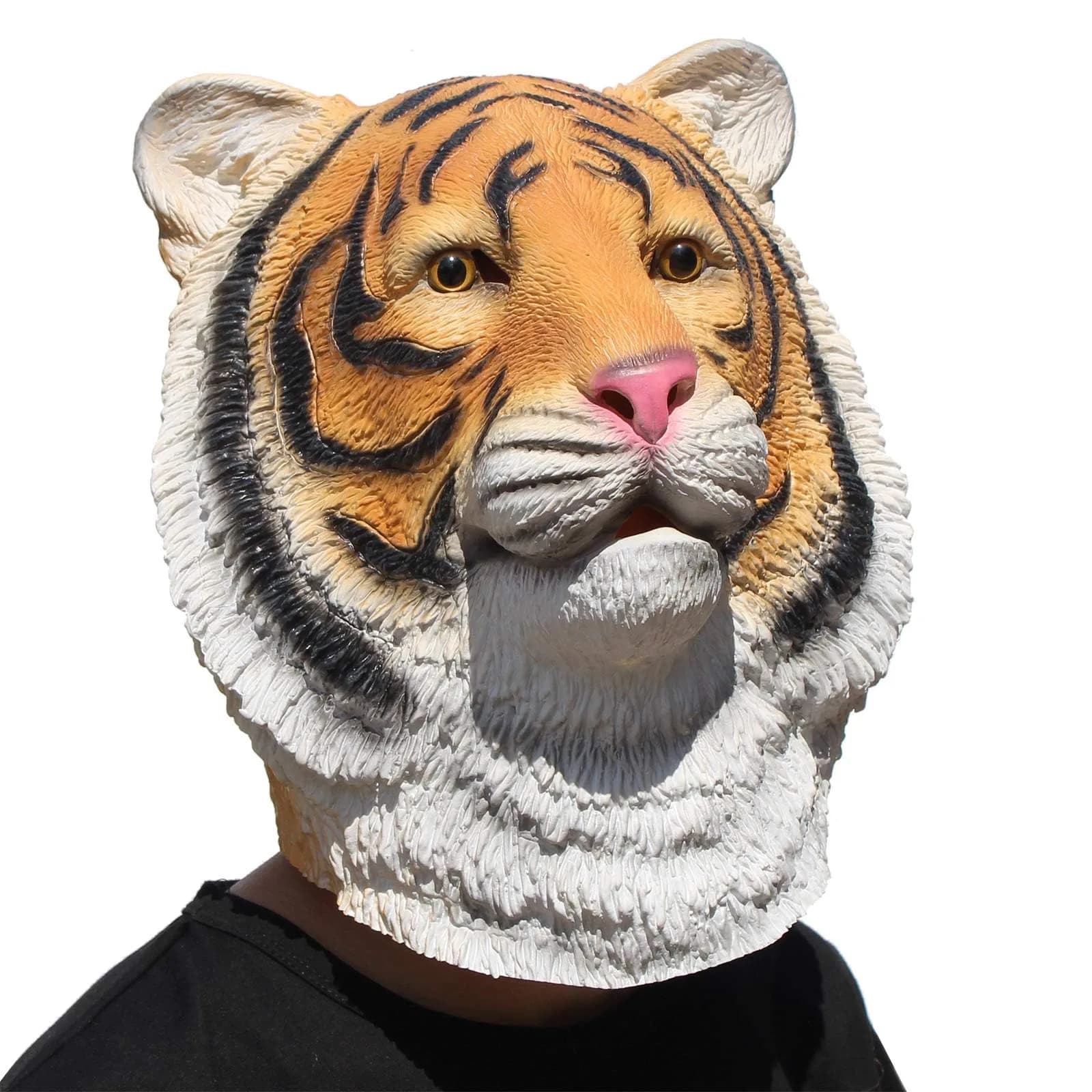 CreepyParty Tiger Mask for Adults, Natural Latex Full Head Mask | Halloween Cosplay Wildlife - view 5