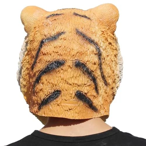 CreepyParty Tiger Mask for Adults, Natural Latex Full Head Mask | Halloween Cosplay Wildlife thumbnail 3