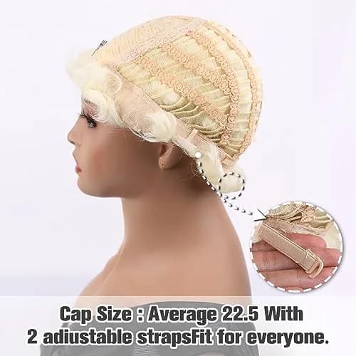 Sheila Beauty Short Wigs Pixie Curly Synthetic Hair Wavy Wig Light yellow White | Natural Look thumbnail 4