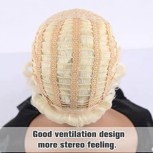 Sheila Beauty Short Wigs Pixie Curly Synthetic Hair Wavy Wig Light yellow White | Natural Look thumbnail 5