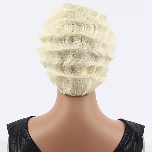 Sheila Beauty Short Wigs Pixie Curly Synthetic Hair Wavy Wig Light yellow White | Natural Look thumbnail 2