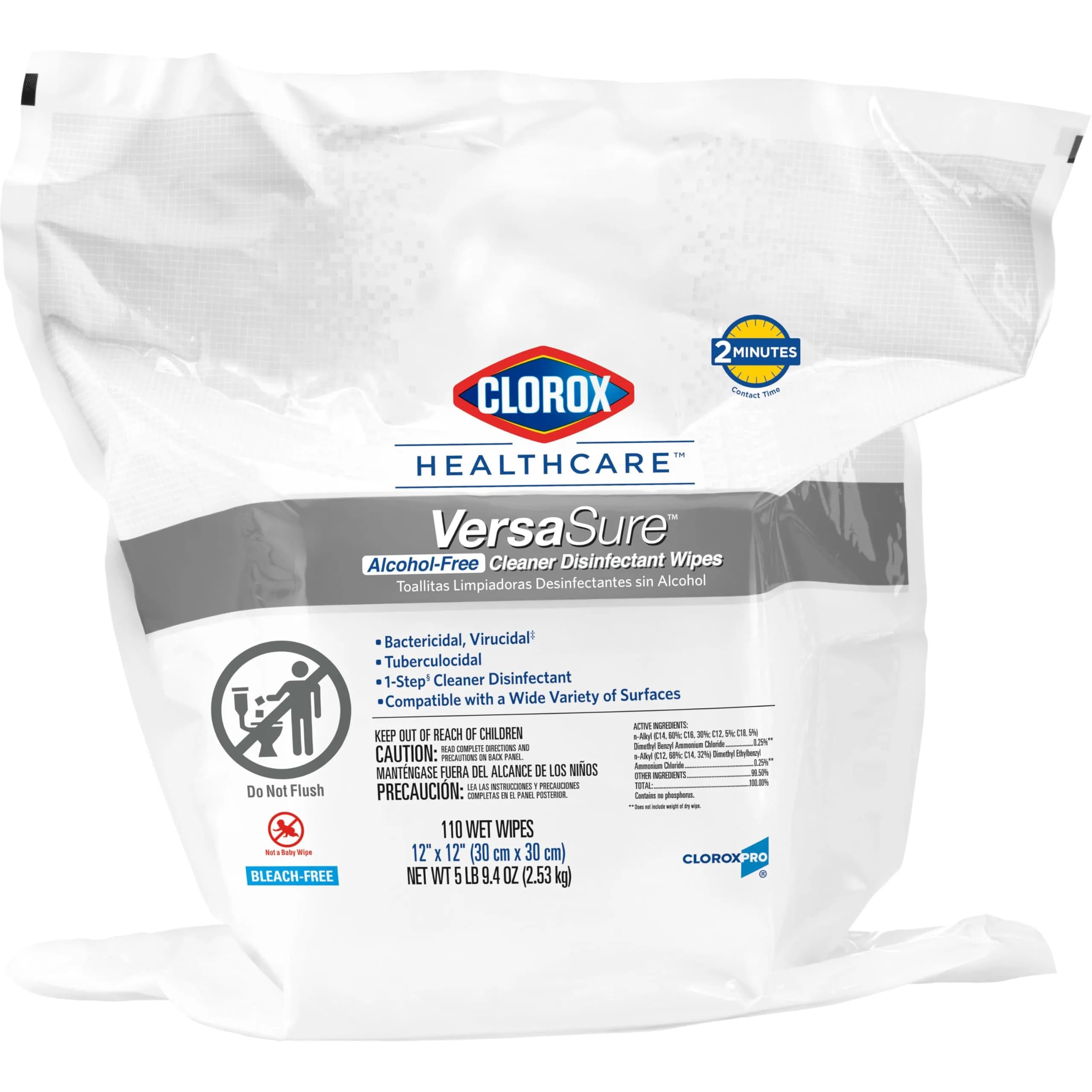 Clorox VersaSure Surface Disinfectant Wipes 110 Count | Alcohol-Free, Fast-Acting, Healthcare Grade