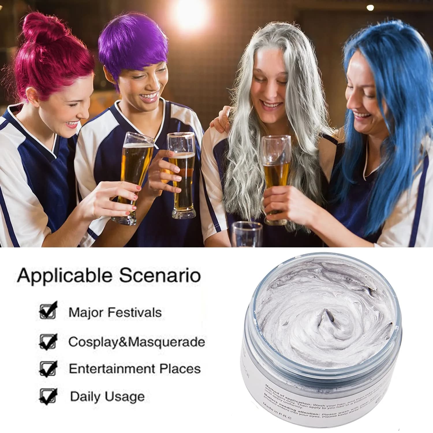 SWAKER Silver Gray Temporary Hair Color Wax 130ml - Vibrant Styling Cream - view 3