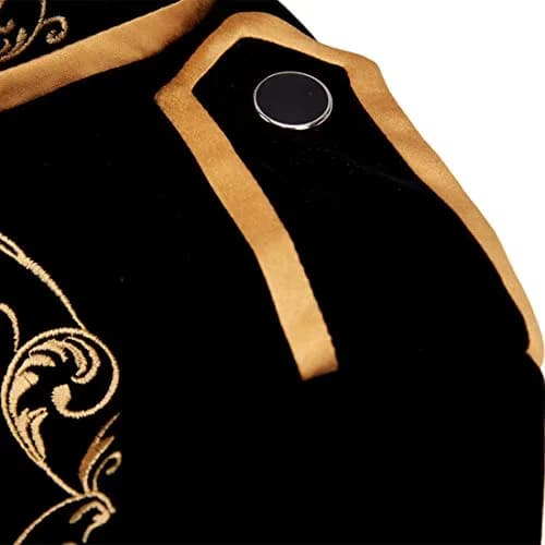 PYJTRL Mens Stylish Blazer Suit Jacket 38 | Velvet Gold Embroidery Slim Fit thumbnail 4
