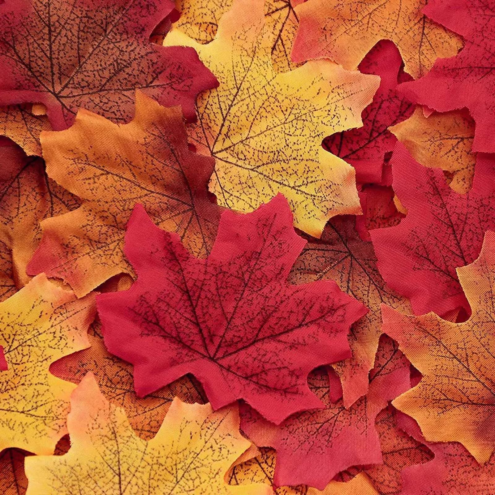 EchoDone Artificial Maple Leaves Decorations 600 pcs | Autumn Fall Leaves for Wedding & Thanksgiving — Orange