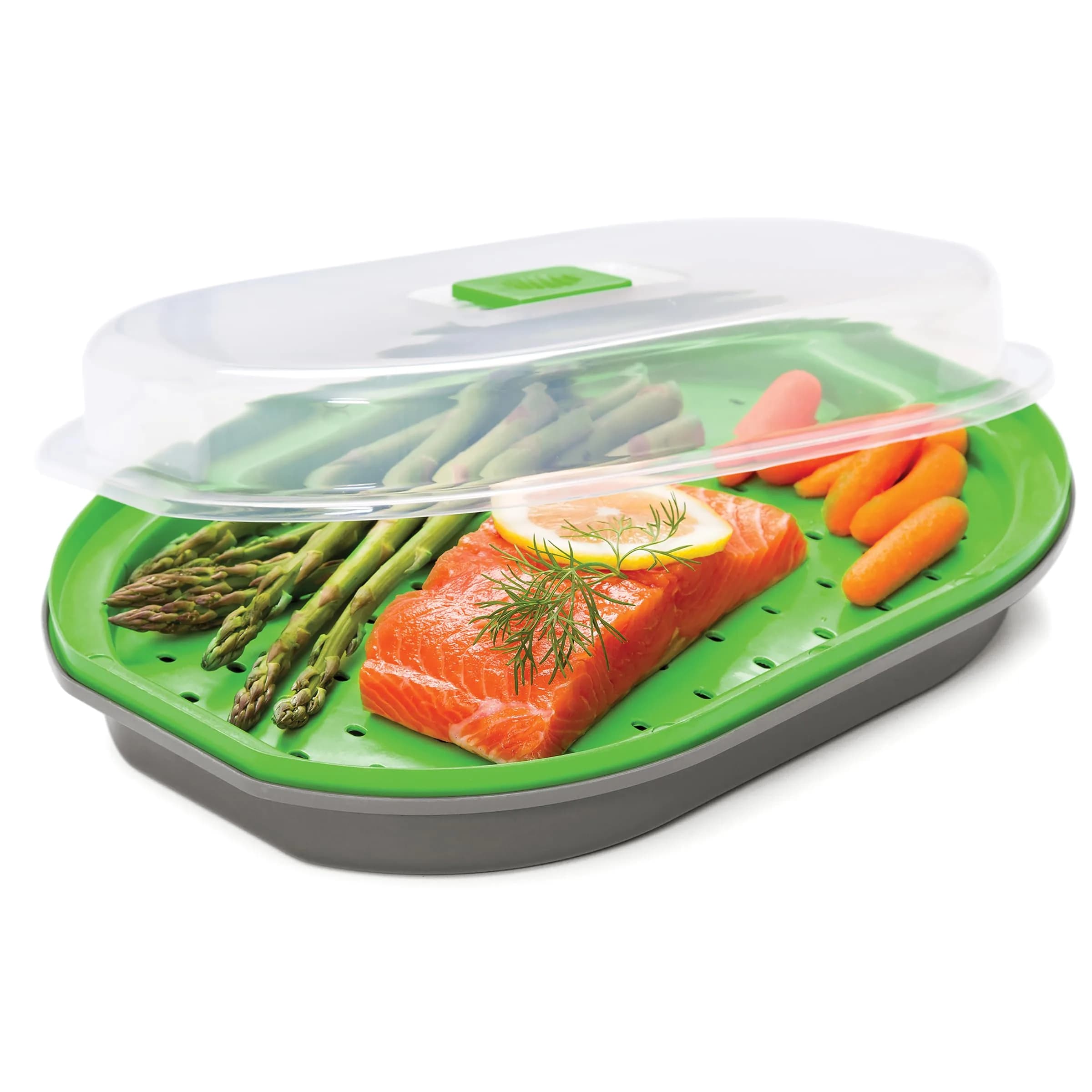 PrepSolutions Gray Microwave Steamer Basket for Fish and Veggies 1L (0.94 Qt) | Healthy Cooking Tool - main product image