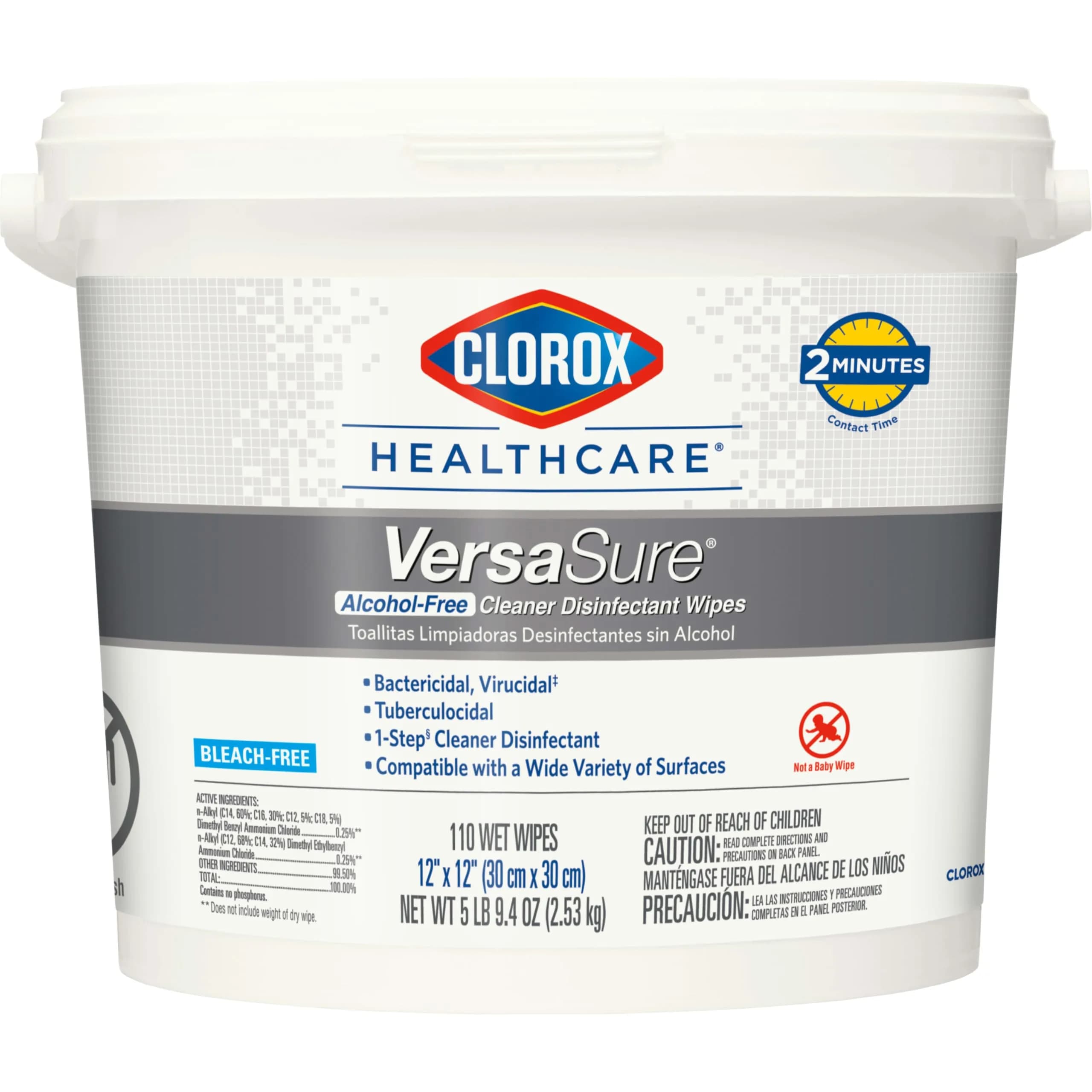 Clorox Healthcare VersaSure Disinfectant Wipes 12" x 12" 110 Count | Broad-Spectrum, Alcohol-Free, Hospital-Grade (70-120 chars)