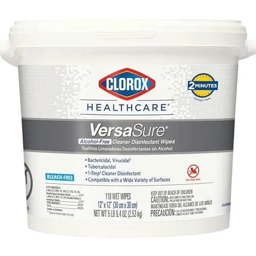 Clorox Healthcare VersaSure Disinfectant Wipes 12" x 12" 110 Count | Broad-Spectrum, Alcohol-Free, Hospital-Grade (70-120 chars) thumbnail 1