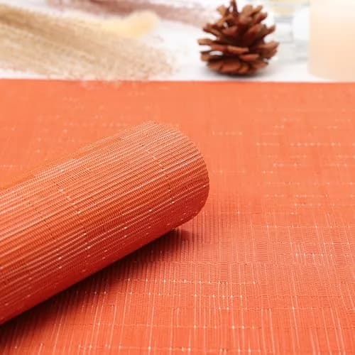 Myir JUN Orange Placemats Set of 6 | Washable PVC Table Mats for Indoor Use thumbnail 5