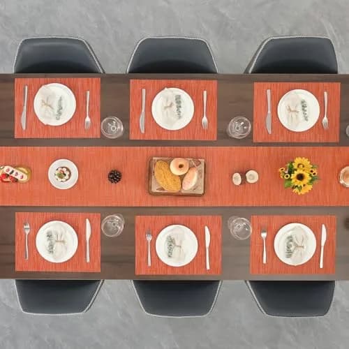 Myir JUN Orange Placemats Set of 6 | Washable PVC Table Mats for Indoor Use thumbnail 6