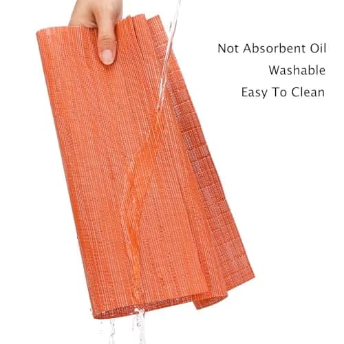 Myir JUN Orange Placemats Set of 6 | Washable PVC Table Mats for Indoor Use thumbnail 2