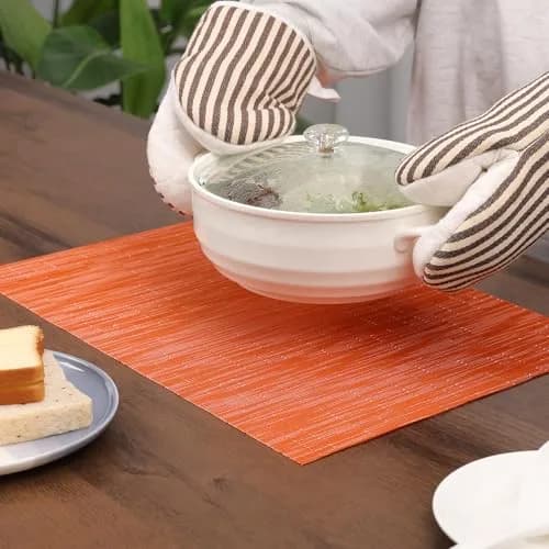 Myir JUN Orange Placemats Set of 6 | Washable PVC Table Mats for Indoor Use thumbnail 3