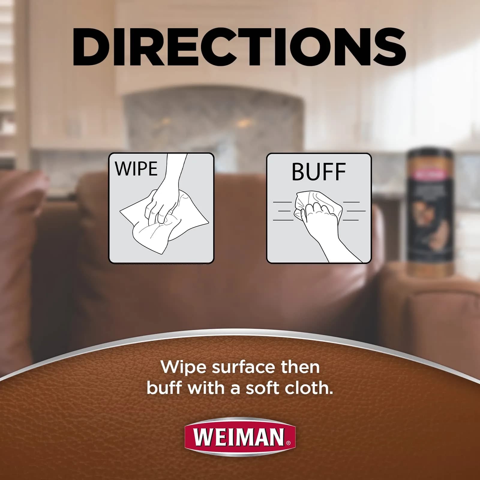 Weiman Leather Cleaner, Conditioner & Protector Wipes 120 Count (Pack of 4) | UV Protection for All Finished Leather Surfaces - view 5