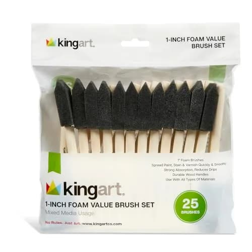 KINGART Foam Paint Brush Set 1 Inch, 25 Pc. Value Pack | Smooth Application for Crafts & DIY thumbnail 1