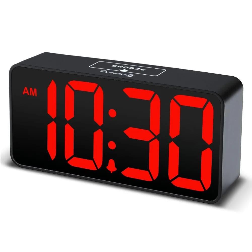 DreamSky Small Digital Alarm Clock for Bedroom with Large Big Numbers | Easy to Read & Set
