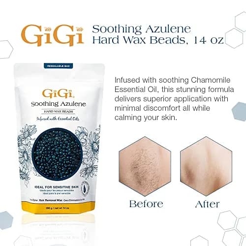 GiGi Soothing Azulene Hard Wax Beads for Face, Body & Sensitive Skin 397g (14 oz) | Stripless Professional Hair Removal thumbnail 3