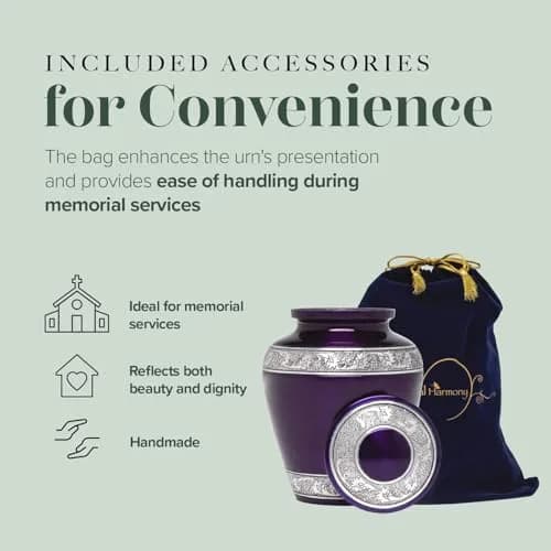Eternal Harmony Large Urn for Ashes | Elegant Handcrafted Cremation Vase for Men & Women, Up to 200 lbs, Secure Seal & Velvet Bag thumbnail 5