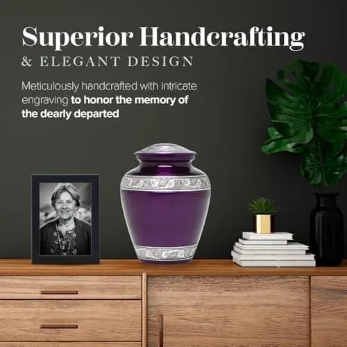 Eternal Harmony Large Urn for Ashes | Elegant Handcrafted Cremation Vase for Men & Women, Up to 200 lbs, Secure Seal & Velvet Bag thumbnail 7