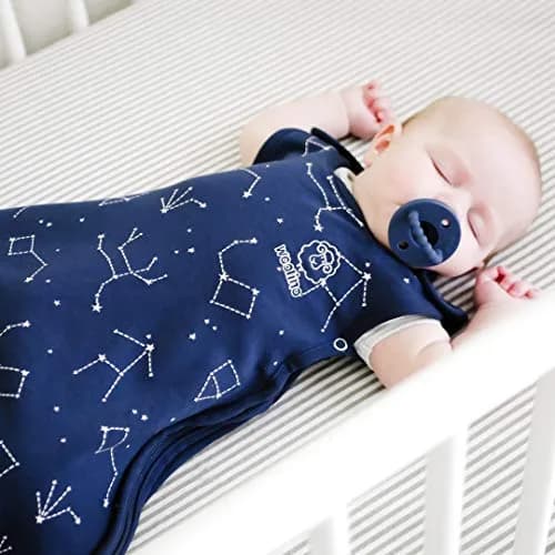 Woolino Ultimate Baby Sleep Sack – 4 Season Merino Wool Sleeping Bag, Organic Cotton Outer, Temp Regulating Blanket, Adjustable Sleep Sack Universal Size 2–24 Months - Night Sky thumbnail 2
