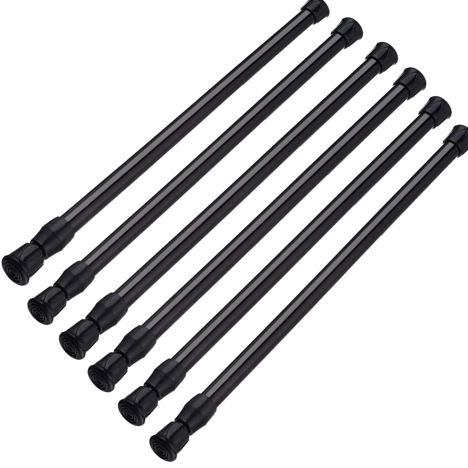 SIQUK Black 6 Pack Adjustable Spring Tension Rods 40cm - 71cm (15.7" - 28") | No-Drill Installation for Cupboards, Closets, RVs - main product image