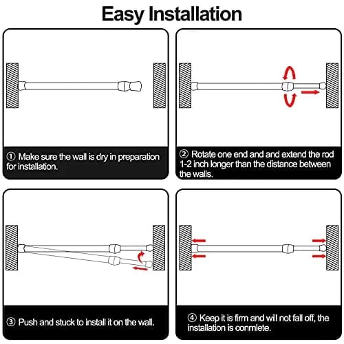 SIQUK Black 6 Pack Adjustable Spring Tension Rods 40cm - 71cm (15.7" - 28") | No-Drill Installation for Cupboards, Closets, RVs thumbnail 4