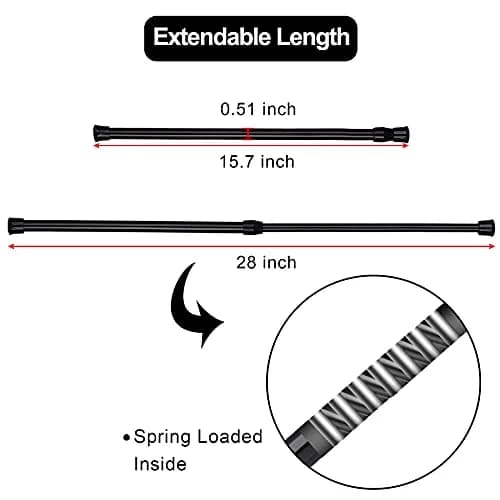 SIQUK Black 6 Pack Adjustable Spring Tension Rods 40cm - 71cm (15.7" - 28") | No-Drill Installation for Cupboards, Closets, RVs thumbnail 3
