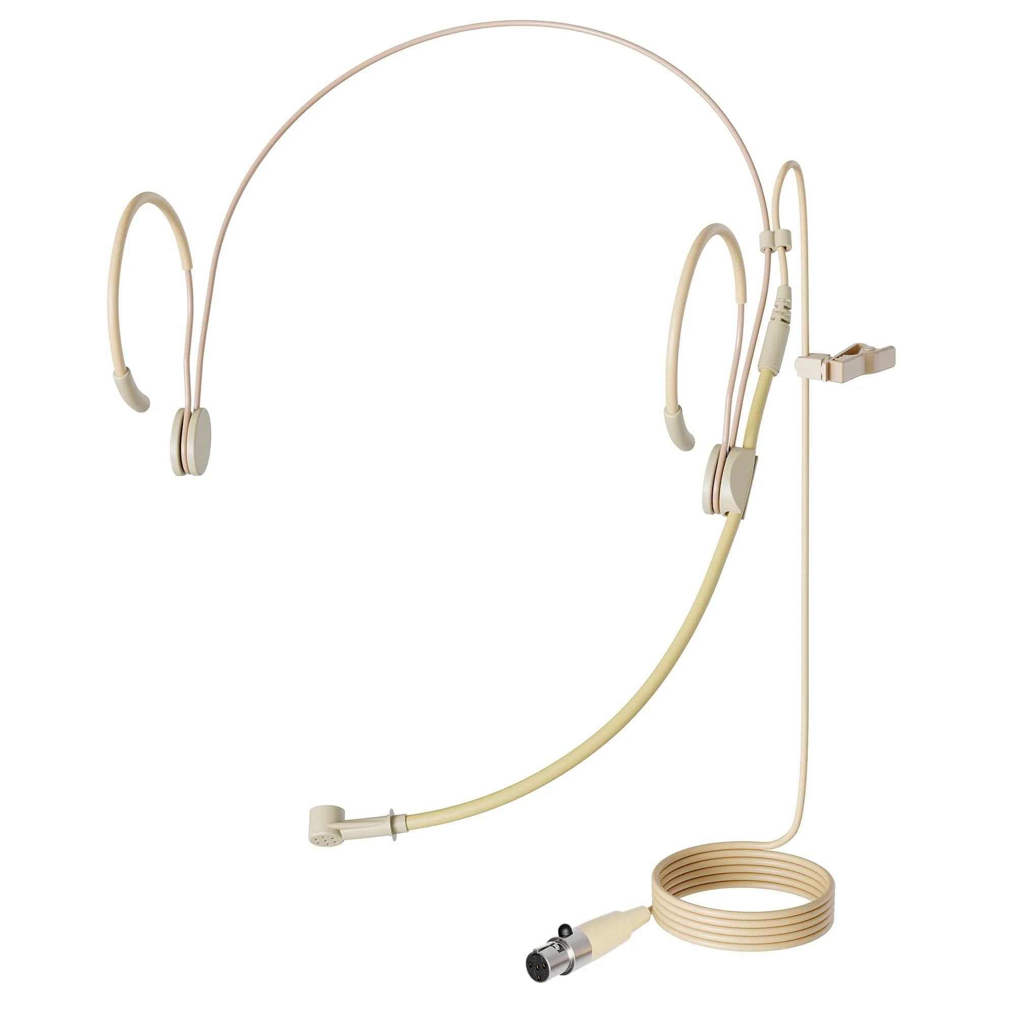 J K MIC-J 069 Headset Headworn Microphone Compatible with Shure Bodypacks | Unidirectional, Beige Alloy Steel, 20Hz–20kHz