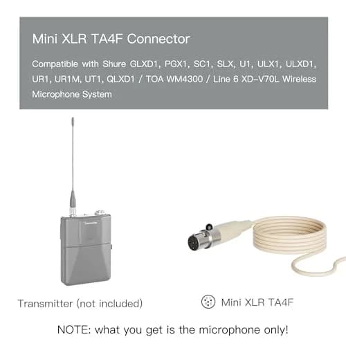 J K MIC-J 069 Headset Headworn Microphone Compatible with Shure Bodypacks | Unidirectional, Beige Alloy Steel, 20Hz–20kHz thumbnail 2