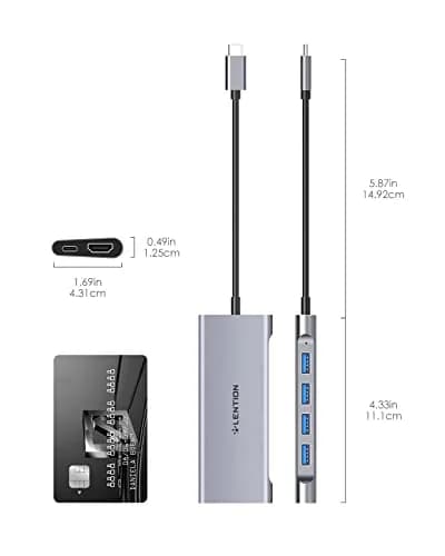 LENTION 6 in 1 USB C Hub, 4 USB 3.0, 4K@60Hz HDMI, 100W Charging | Multiport Hub for MacBook & More thumbnail 7